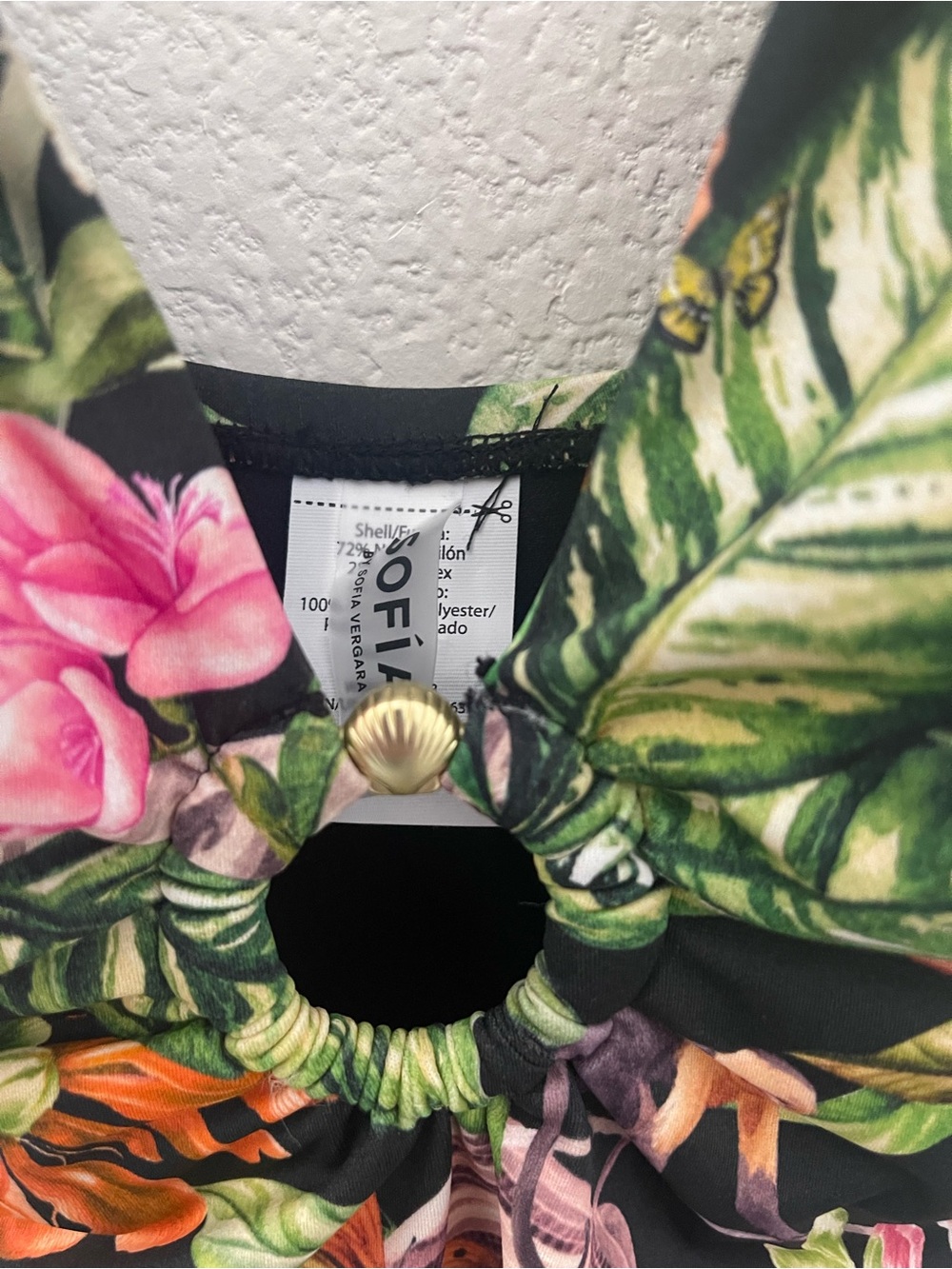 Tropical Floral One-Piece Swimsuit - Black with Green & Pink by Sofia Vergara - Picture 2 of 10